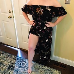 Off The Shoulder Romper Maxi Dress